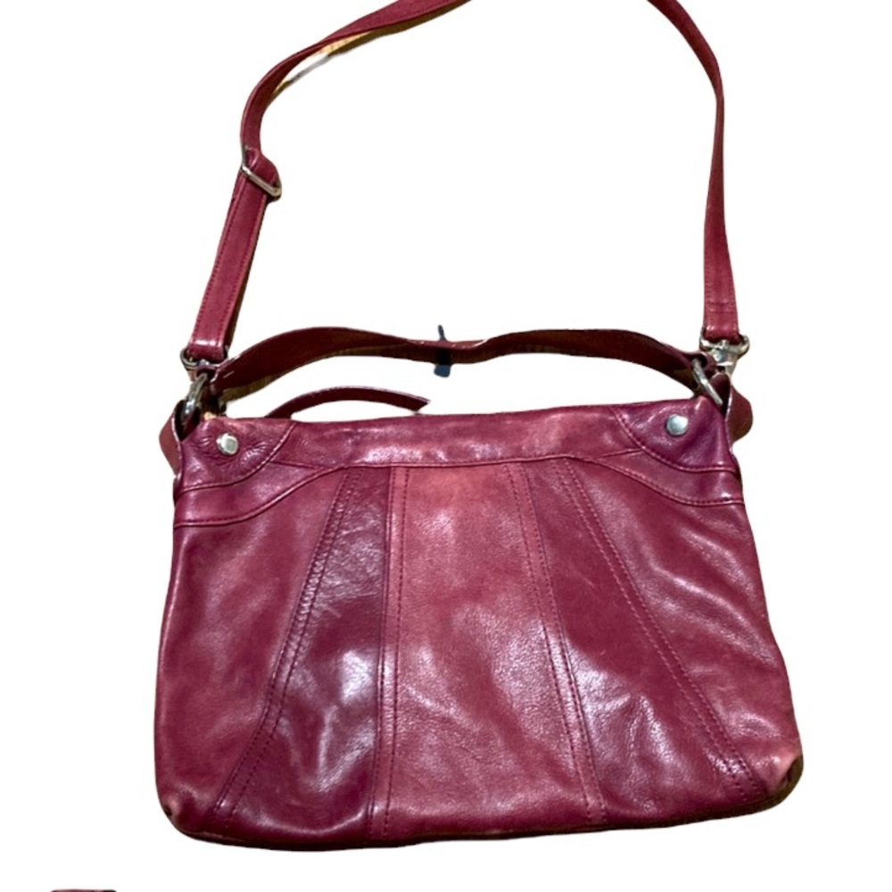 HOBO Burgundy Leather Crossbody Bag with Adjustable Strap